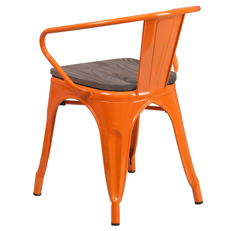 Metal/Wood Colorful Restaurant Chairs image number 3