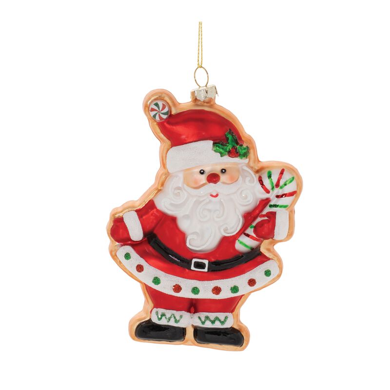 Santa and Snowman Cookie Glass Ornament Set of 12 for Festive Tree Decorating