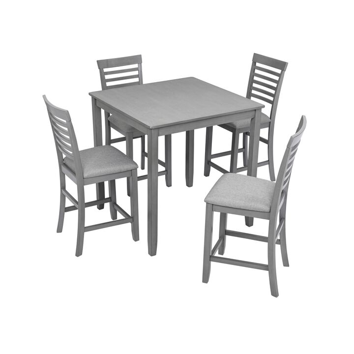 Cagka 5‑Piece Counter Height Square Wood Dining Set