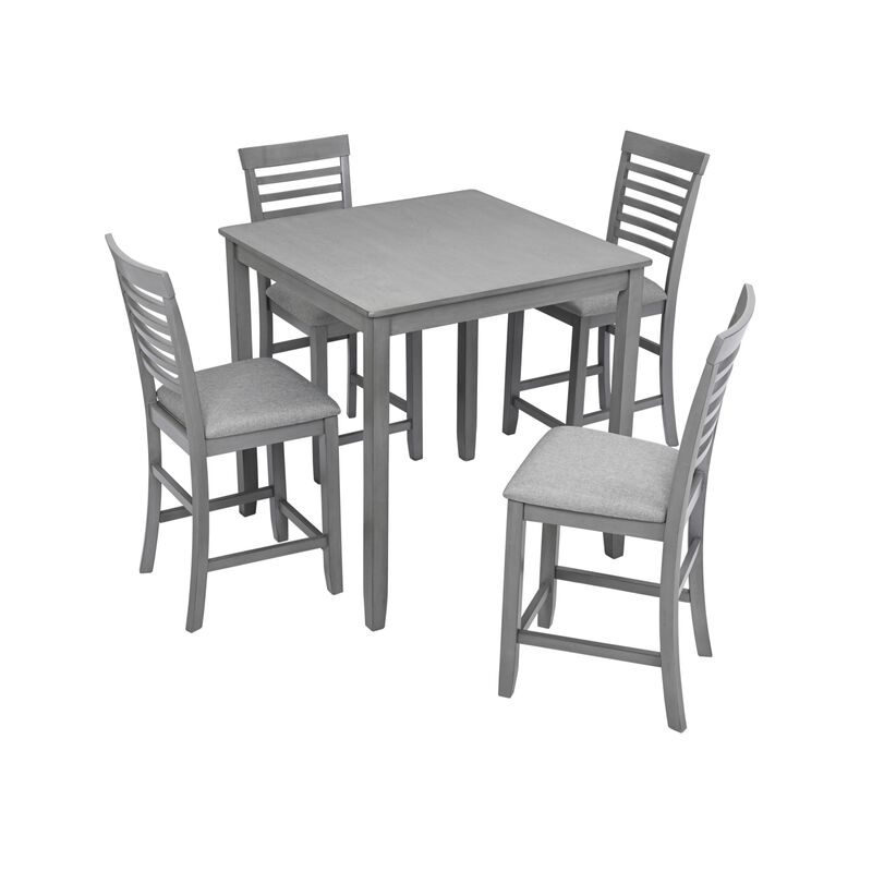 Cagka 5‑Piece Counter Height Square Wood Dining Set image number 0