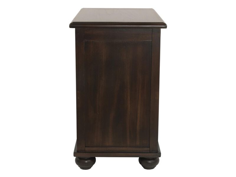 Chair Side End Table with Open Compartment and Power Strip, Brown-Benzara image number 4