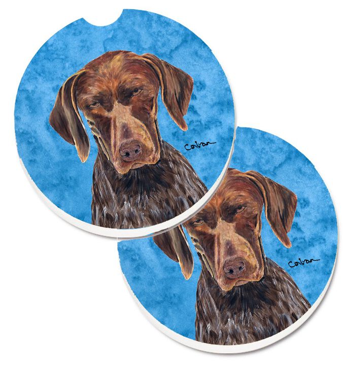 Caroline's Treasures Blue German Shorthaired Pointer Set of 2 Cup Holder Car Coasters SC9117BUCARC, 2.56, Multicolor
