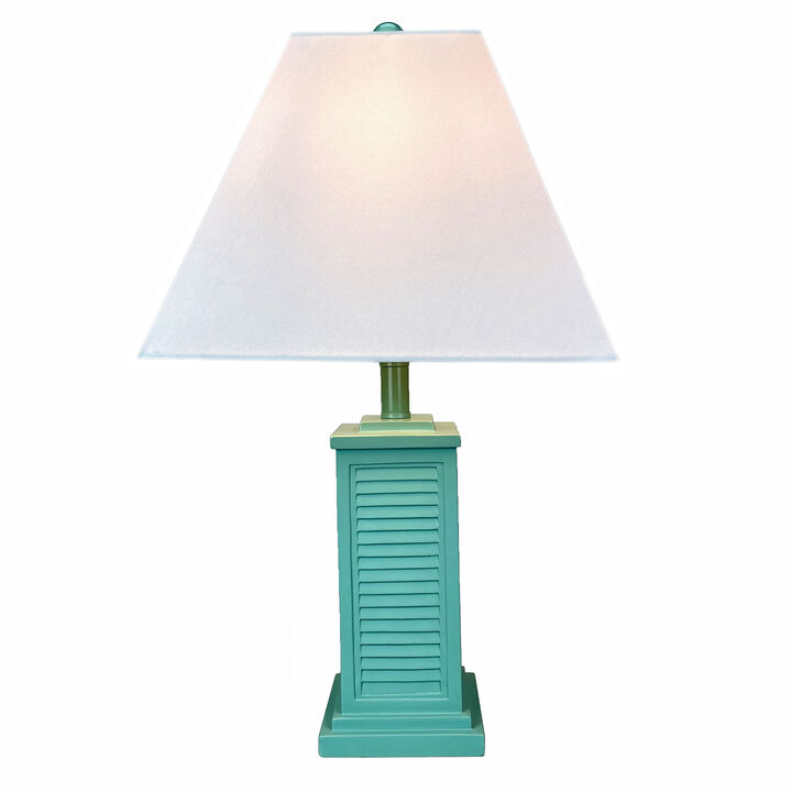 Seafoam Green Shutter Table Lamp 24in Glossy Base 120V 60W Coastal Decor