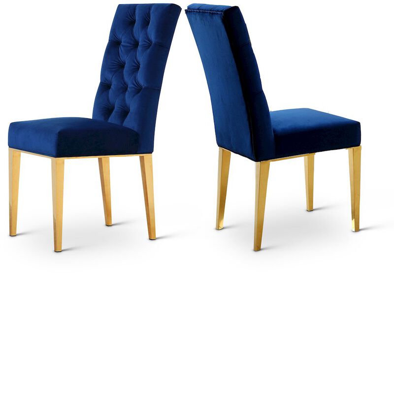 Meridian Furniture Capri Navy Velvet Dining Chair, Set of 2