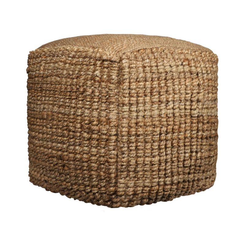 Hivvago 18 Inch Natural Jute Blend Cube Pouf Ottoman