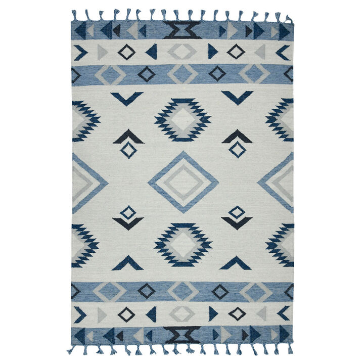 HomeRoots Wool Abstract Geometric Handmade Area Rug With Fringe
