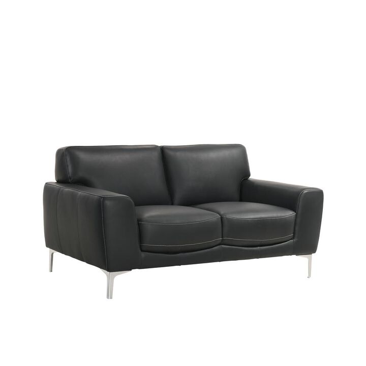 New Classic Furniture Furniture Carrara Top Grain Italian Leather Loveseat in Black