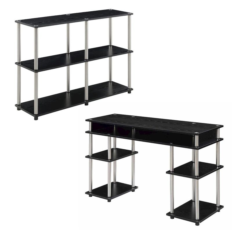 Convenience Concepts Designs2Go No Tools Desk and Console Table Set