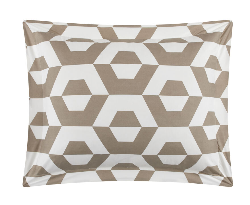 Chic Home Miles 4 Piece Comforter Set Contemporary Geometric Hexagon Pattern Print Design Bedding King Beige
