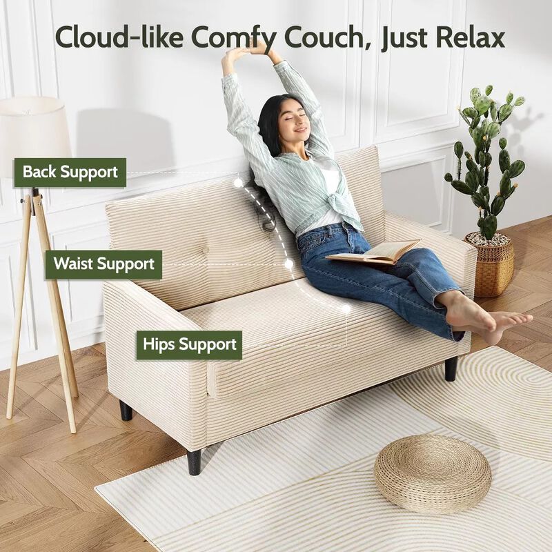Cloud-Like Comfort in Minutes | 50" Dyonery Corduroy Loveseat image number 3