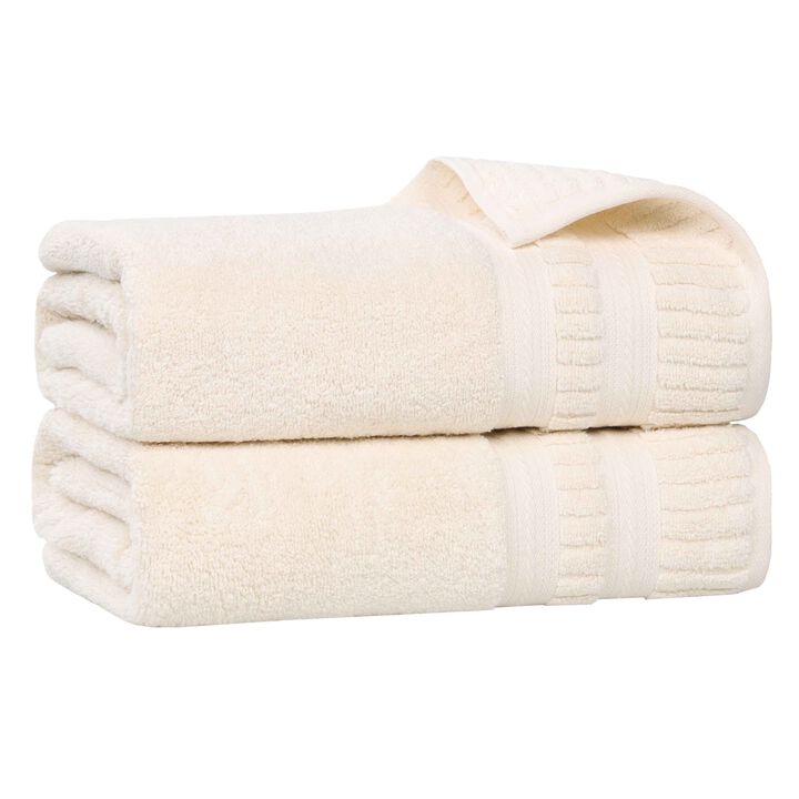 Set of 2 Zero Twist Cotton Bath Sheets Medium Weight Absorbent
