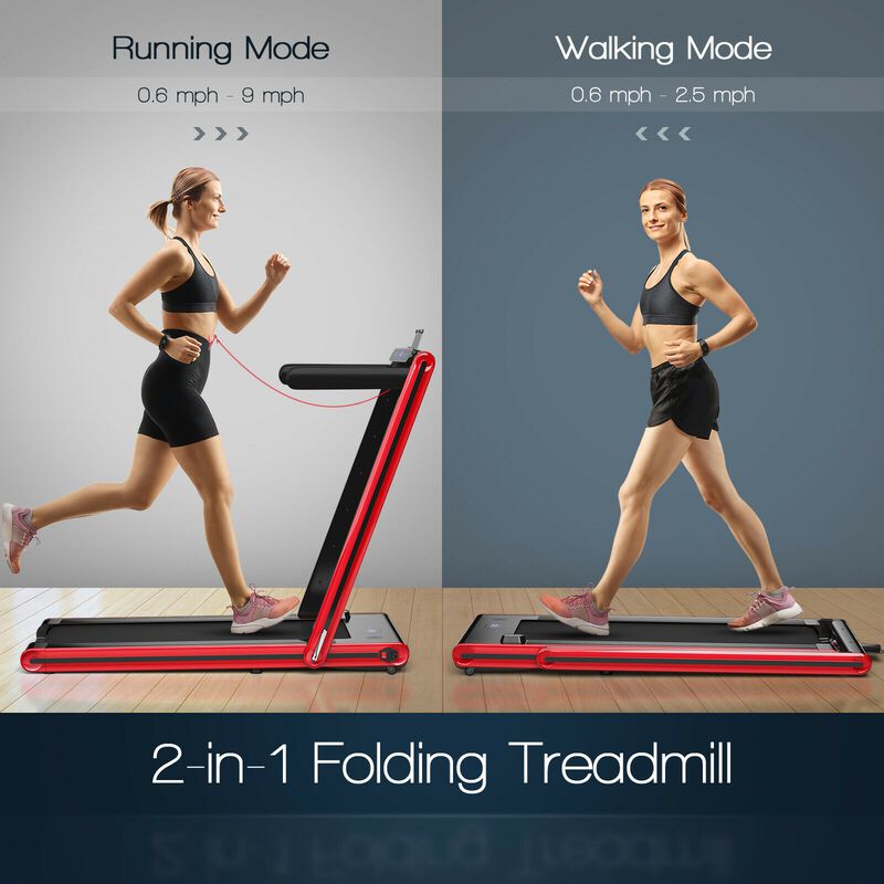 2 in 1 Portable Folding Treadmill with Dual LED Display for Walking and Exercise image number 6
