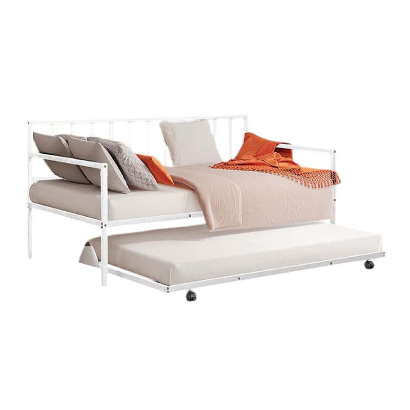 Ham Daybed with Pull Out Trundle, White Slatted Open Metal Frame image number 0
