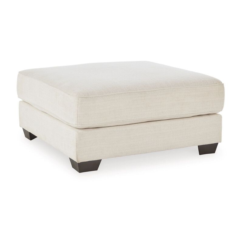 42 Inch Ottoman, Oversized Cushion, Modern Style, Soft Beige Polyester - Benzara