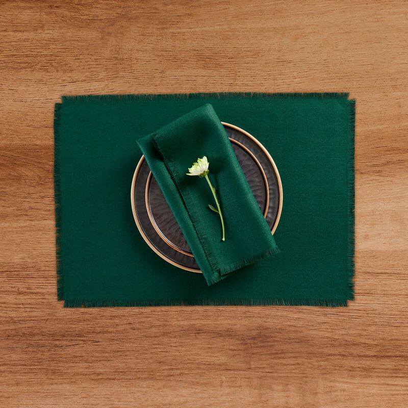 Solino Home 100% Pure Linen Dinner Napkins 20 x 20 Inch Set of 4 - Fringe