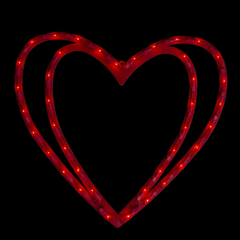 17" Pre-Lit Scarlet Red Double Heart Valentine's Day Window Silhouette Decoration