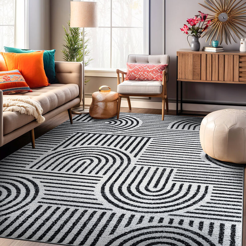 World Rug Gallery Bohemian Stipre Arch Design Area Rug:  Geometric,  Rectangle,  Low Pile,  Stain & Fade Resistant image number 5