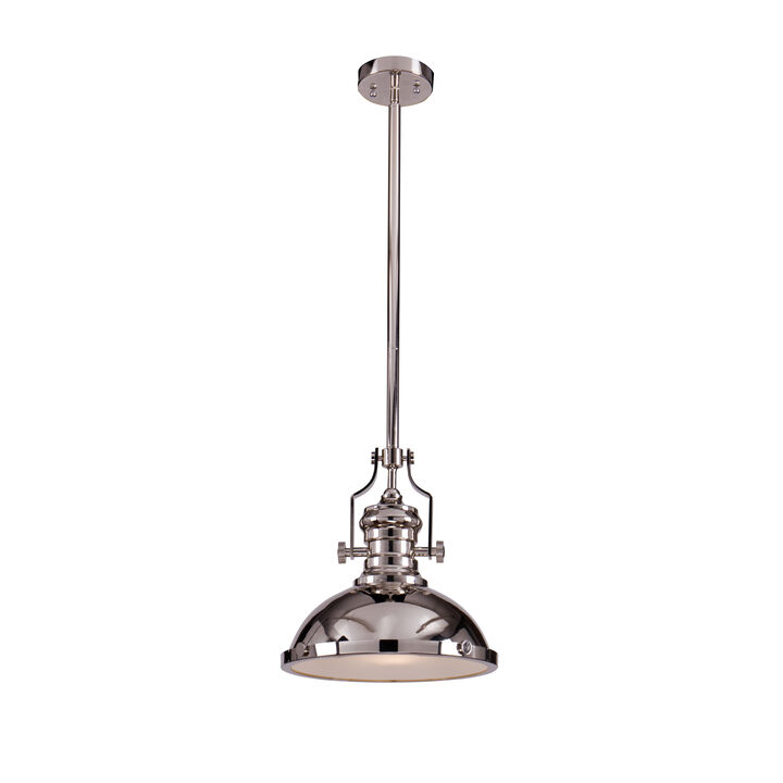 1-Light 13" Modern Industrial Polished Nickel Single Dome Pendant Light For Kitchen Island