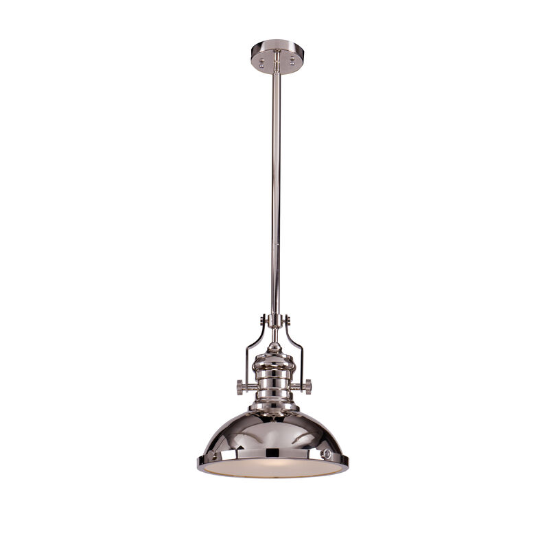 1-Light 13" Modern Industrial Polished Nickel Single Dome Pendant Light For Kitchen Island image number 0