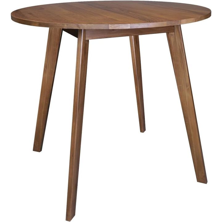 Genuine 36" Round Dining Table with Solid American Gum - Walnut