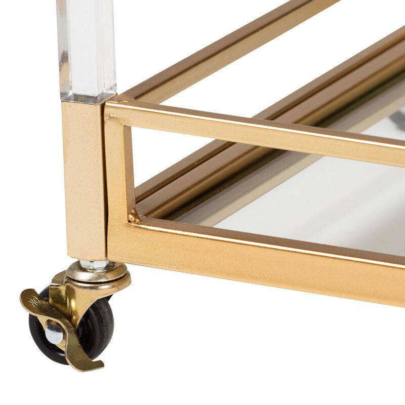 bali & pari Baxton Studio Savannah Contemporary Glam and Luxe Gold Metal and Glass Wine Cart