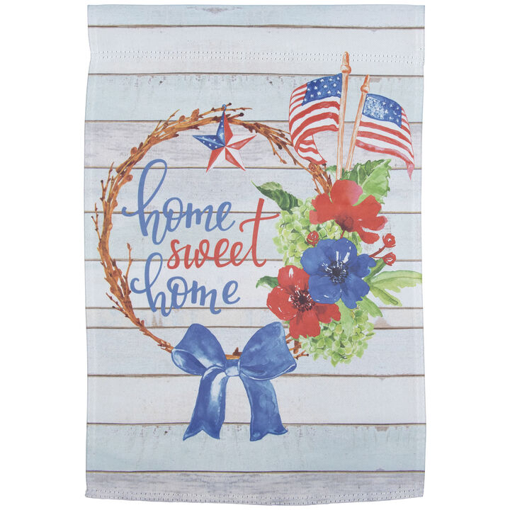 Home Sweet Home Wreath Patriotic Outdoor Garden Flag 18" x 12.5"
