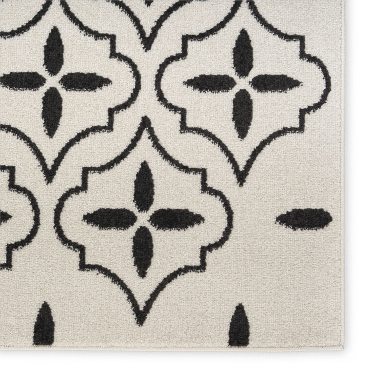 HomeRoots 4' X 6' Ivory And Black Geometric Indoor Outdoor Area Rug image number 3