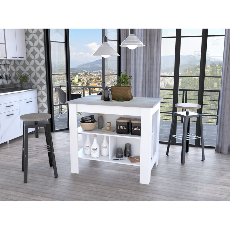 Streamdale Rockaway 3-Shelf Kitchen Island And Ibiza Marble image number 1