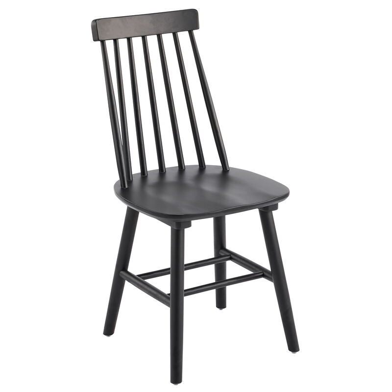 HomeRoots Set of Two Black Solid Wood Windsor Back Dining Side Chairs image number 2