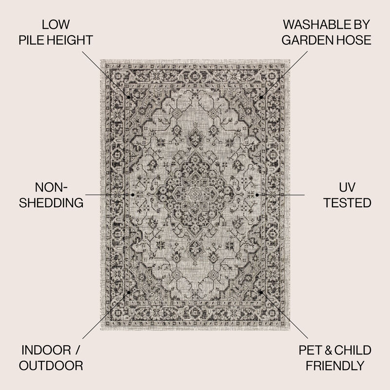 Rozetta Boho Medallion Textured Weave Indoor/Outdoor Area Rug