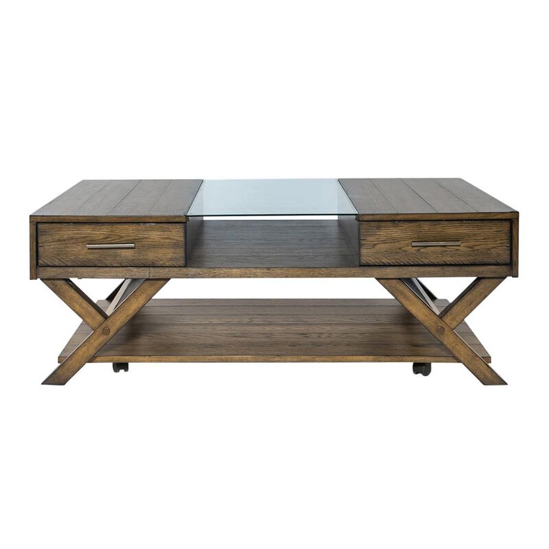 Liberty Furniture Lennox Display Cocktail Table in Weathered Chestnut image number 2