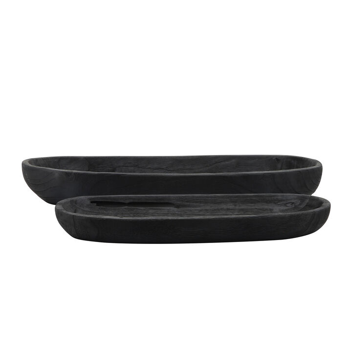 S/2 18/24" Wood Decor Plates