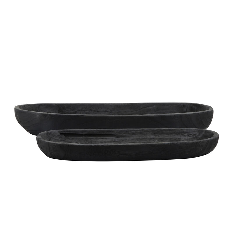 S/2 18/24" Wood Decor Plates image number 1