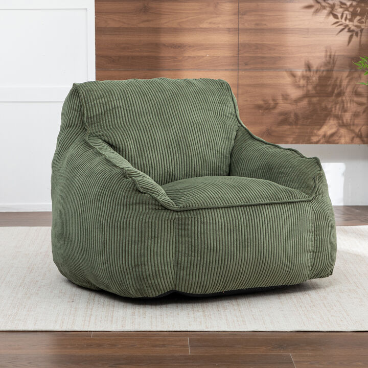 GOODSILO Ergonomic Corduroy Bean Bag Sofa Chair with Armrests for Comfortable Lounging and Relaxation in Any Living Space