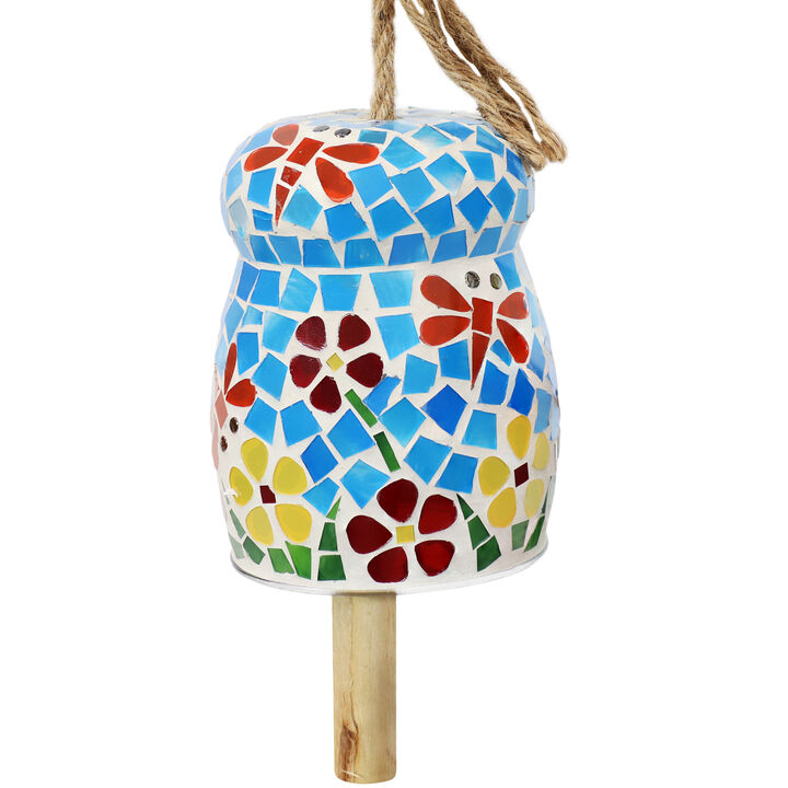Sunnydaze Spring Flowers Mosaic Glass Wind Bell Chime - 7 in