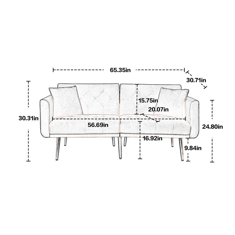 MONDAWE Velvet Sofa, Accent Sofa Loveseat Sofa with Metal Feet for Bedroom, Living Room
