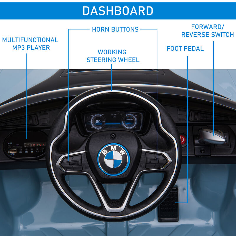 BreeBe Licensed BMW I8 Coupe 6V Electric Car, Kids Ride-On Car, Battery Powered Toy with Remote Control Music Horn Lights Suspension image number 6