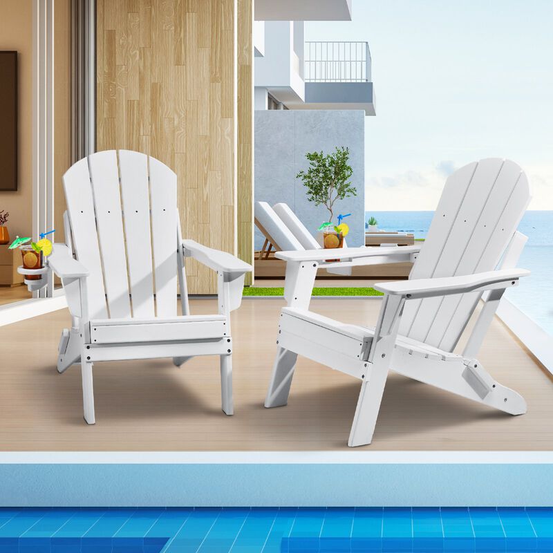Set of 2 Outdoor Adirondack Chairs &ndash; Foldable & Durable Plastic Seating for Fire Pit, Yard, or Porch