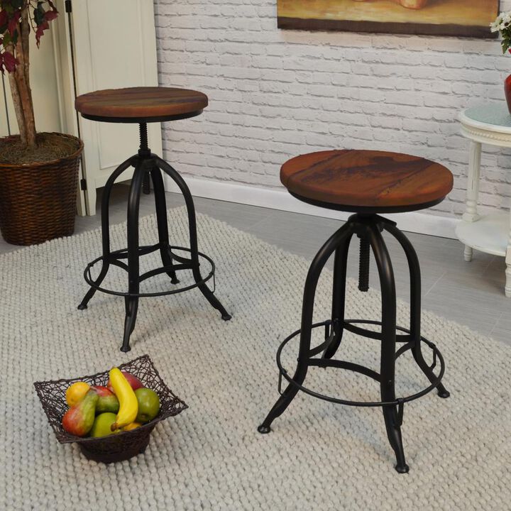 Carolina Living Ryder Adjustable Barstool - Chestnut Seat - Black Base