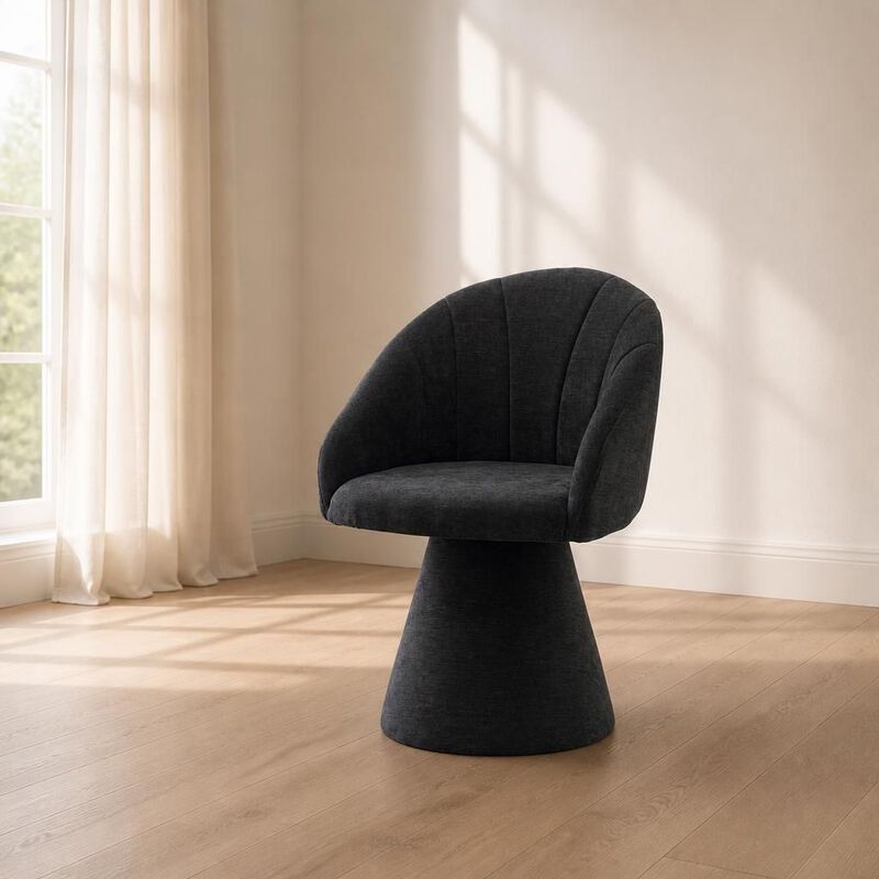 GOODSILO Upholstered 360 Degree Swivel Accent Armchair, Chenille Fabric Comfy Chair for Living Room Dining Vanity and Study Space image number 2