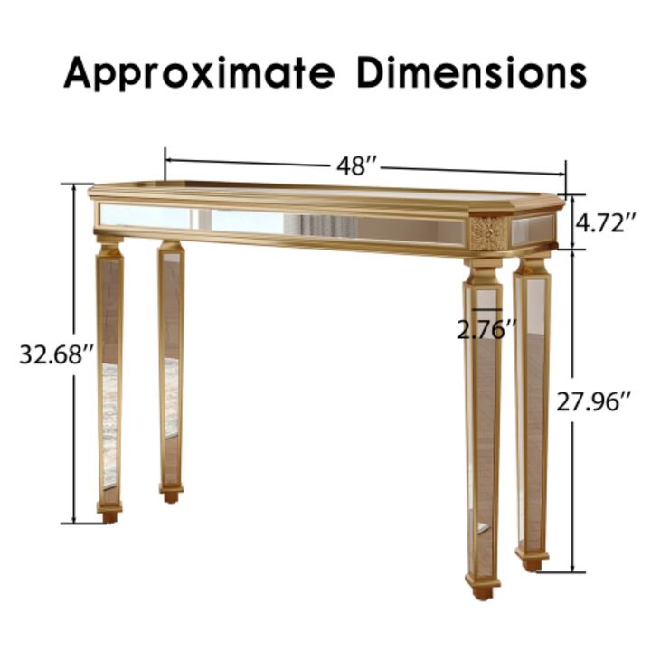 GOODSILO Vintage Wood Grain Carved Mirror Console Table Multi-Use Entryway Sofa Table for Living Room Home Display and Decor
