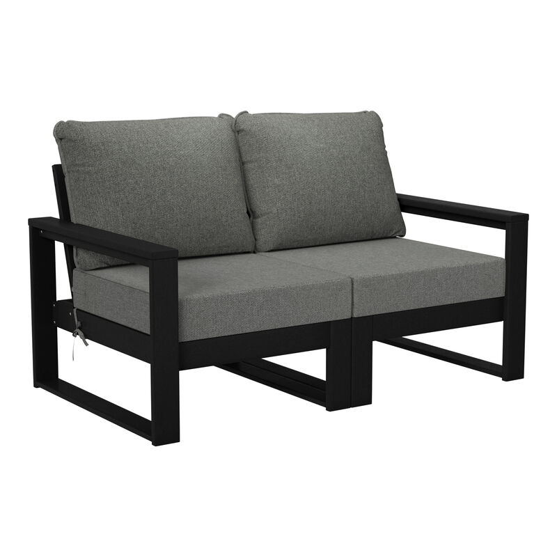 WestinTrends Outdoor HDPE All-Weather Modern Patio Loveseat with Waterproof Cushions