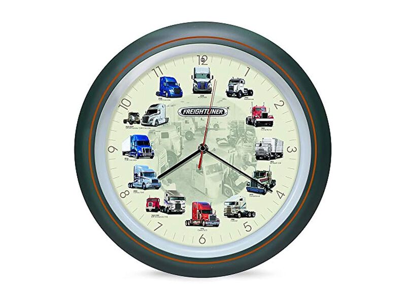 Freightliner Trucks Gunmetal Silver Sound Wall Clock 13 Inch Home Decor image number 0