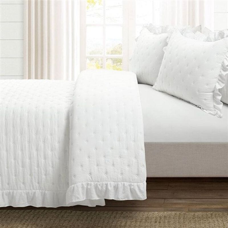 Reversible Ruffle 3-Piece Quilt Set – Oversized and Lightweight