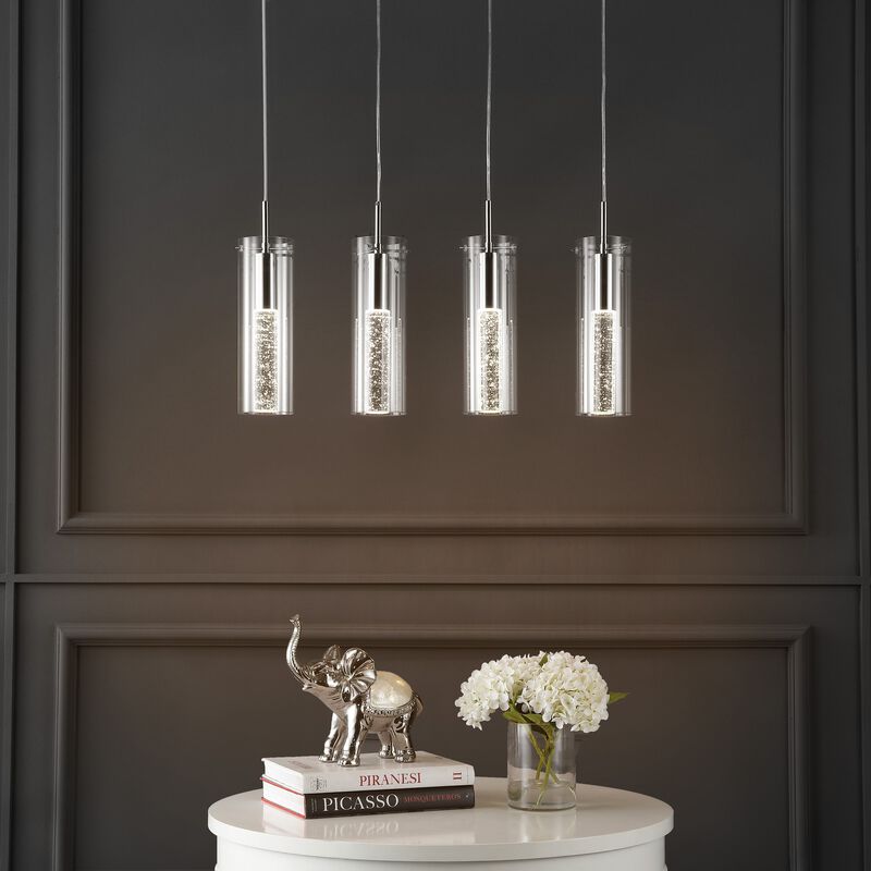 Mium 29.5" 4-Light Modern Style Iron/Crystal/Glass Integrated LED Linear Pendant