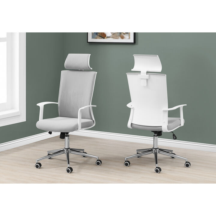 Monarch Specialties I 7301 Office Chair, Adjustable Height, Swivel, Ergonomic, Armrests, Computer Desk, Work, Metal, Mesh, White, Chrome, Contemporary, Modern
