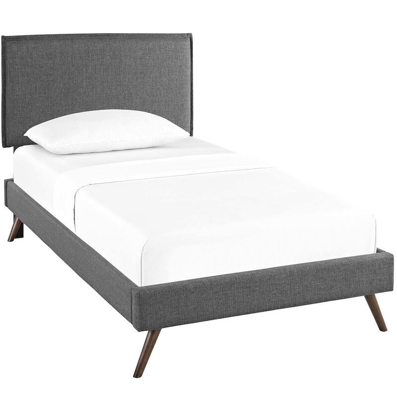 Camille Fabric Twin Platform Bed with Round Splayed Legs image number 0