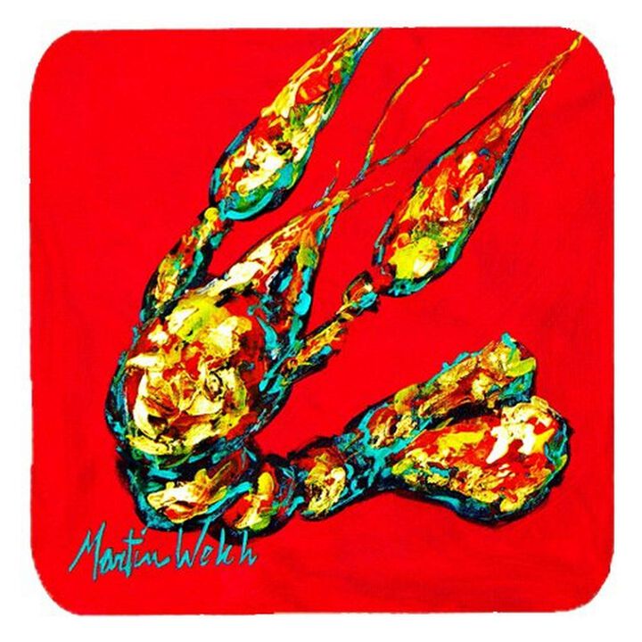 Caroline's Treasures MW1034FC Crawfish Knuckles Foam Coasters (Set of 4), 3.5 H x 3.5 W, Multicolor