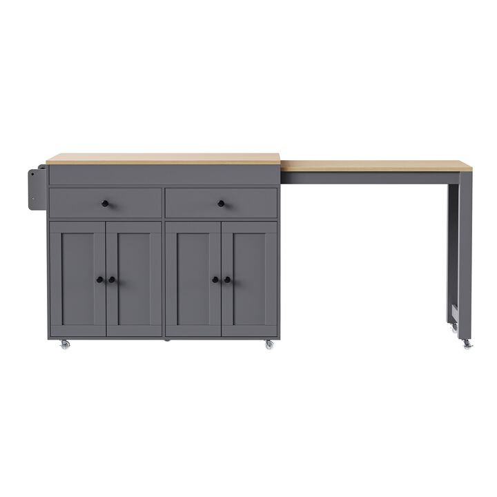 Prafmu Kitchen Island with Extendable Dining Table