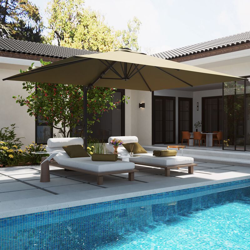 MONDAWE 13ft Square Solar LED Cantilever Patio Umbrella for Outdoor Shade